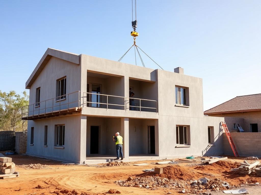 Precast house under construction